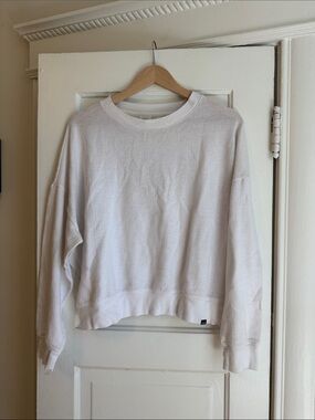 PINK VS Waffle Knit perforated Crewneck Sweatshirt - White